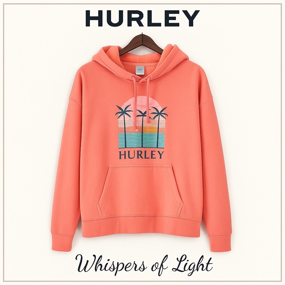 Size L • Hurley Coral Sunset Hoodie – Graphic Palm Logo - Picture 2 of 9